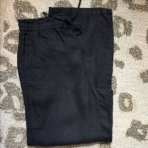 J. Crew Soleil Pant in Linen - Black Classic Length